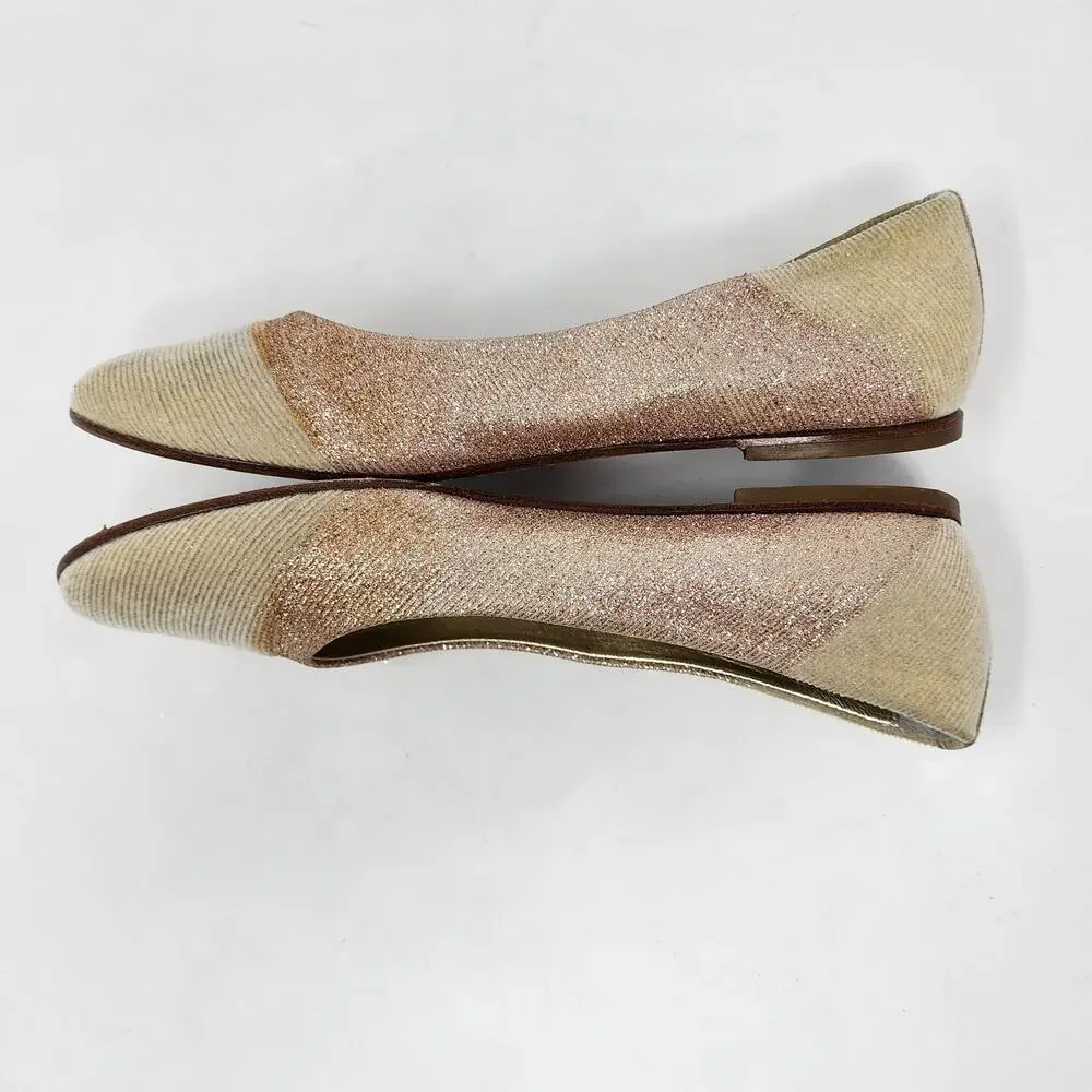 Quis Quis by Stefano Cavalleri Ballet Flats Girls EU39/US7 Cream & Pink Glitter